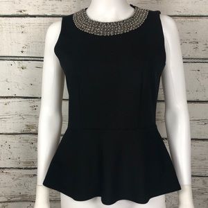 Saks Fifth Avenue Black Top with Detailed Collar